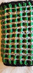 Crochet Pull Tab Green and Black Clutch